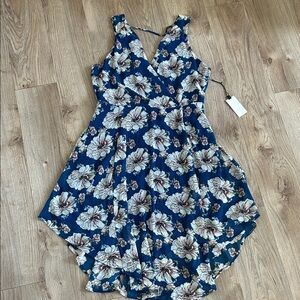 Astr Blue Floral Midi Dress